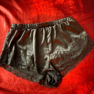 La Senza Black Lace Trim Satin Shorts
